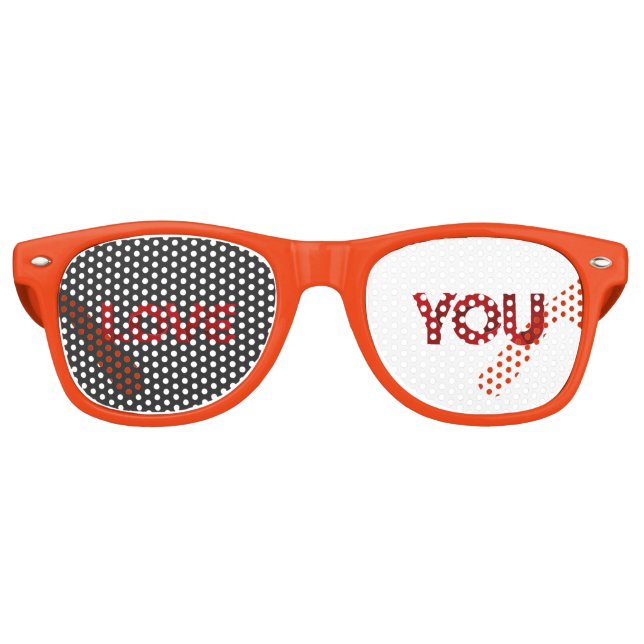 Lunettes De Fête Retro Love You – Bold Romantic Typography (Devant)