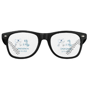Lunettes De Fête Retro M. & Mme ajouter nom date mariage faveur arc bleu 