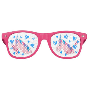 Lunettes De Fête Retro Magique rose violet bleu coeur Unicorn Fairytale