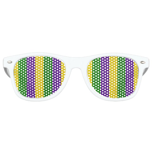 Lunettes De Fête Retro Mardi Gras Motif rayé (Devant)