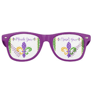 Lunettes De Fête Retro Mardi Gras NOM Vert Or Violet Fleur de Lis