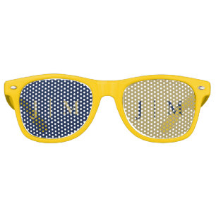 Lunettes De Fête Retro Mariage Classique Monogramme Formel Or Marine