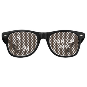 Lunettes De Fête Retro Mariage Classique Monogramme & Script