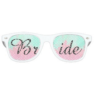 Lunettes De Fête Retro Mariage d'aquarelle Turquoise rose d'été Bride