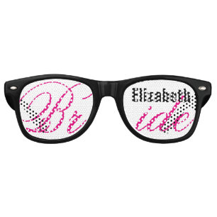 Lunettes De Fête Retro Mariage de mariée Favor Black and Pink Nom personn