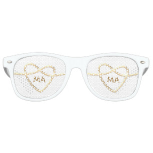 Lunettes De Fête Retro Mariage Gold Heart