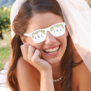 Lunettes De Fête Retro Mariage Monogramme Citron Amalfi Italien