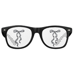 Lunettes De Fête Retro Mariage Noir avec un Ruban