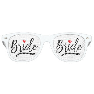 Lunettes De Fête Retro Mariée au coeur rouge