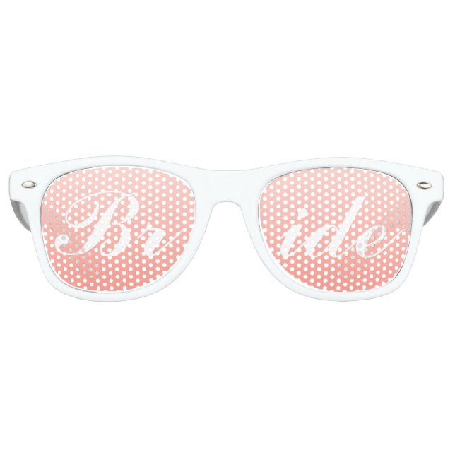 Lunettes De Fête Retro Mariée Rose Blush en écriture de mariage (Devant)