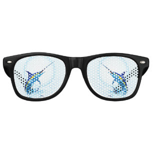 Lunettes De Fête Retro Marlin Bleu Jaillissant de l'Océan