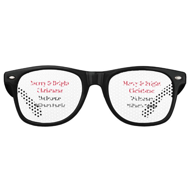 Lunettes De Fête Retro Merry Bright Christmas ajouter nom de famille bien (Devant)