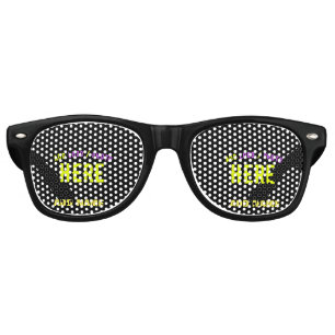 LUNETTES DE FÊTE RETRO MODERNE ET MODERNE PERSONNALISABLE NOIR VÉRIFIÉ