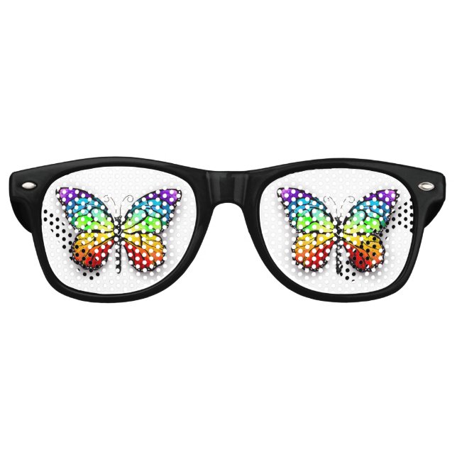 Lunettes De Fête Retro Monarque papillon arc-en-ciel (Devant)