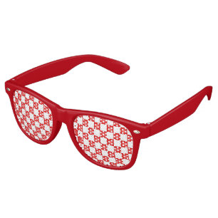 Lunettes De Fête Retro Motif blanc rouge de damier