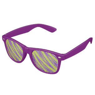 Lunettes De Fête Retro Motif de bandes - zigzag violet vert