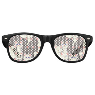 Lunettes De Fête Retro Motif de chats blancs et gris