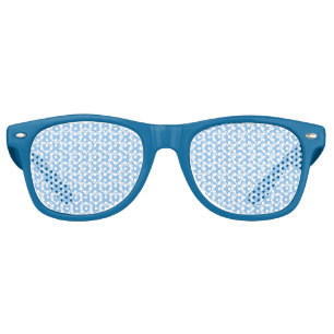 Lunettes De Fête Retro Motif de coeurs blancs bleus