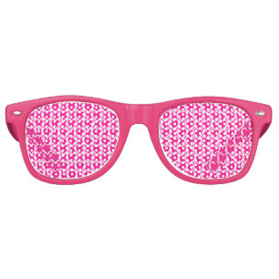 Lunettes De Fête Retro Motif de coeurs blancs roses