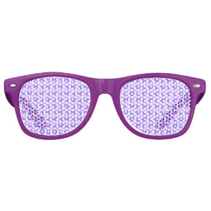 Lunettes De Fête Retro Motif de cœurs blancs violets