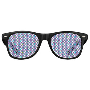 Lunettes De Fête Retro Motif de fleurs bleu violet