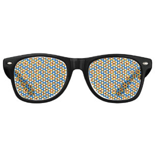 Lunettes De Fête Retro Motif de fleurs orange jaune