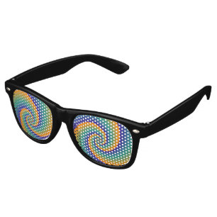 Lunettes De Fête Retro Motif de fractale de spirales de puissance - bleu