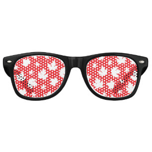 Lunettes De Fête Retro Motif de la feuille d'érable blanche de la fête du