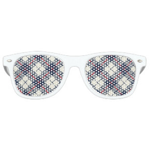 Lunettes De Fête Retro Motif de plaid de bleu marine