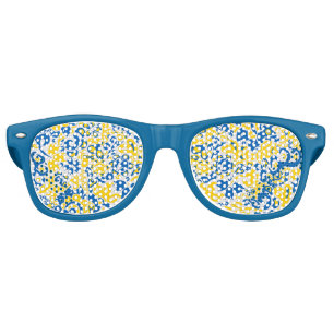 Lunettes De Fête Retro Motif folklorique aux couleurs du drapeau ukrainie