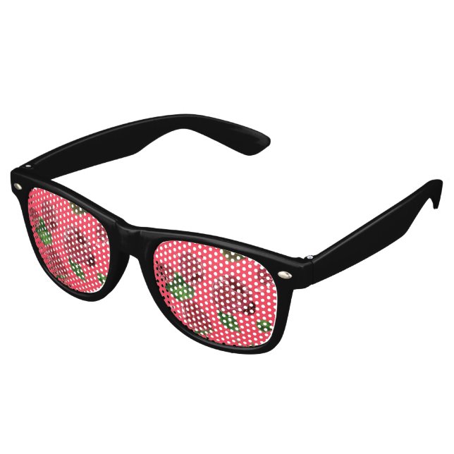Lunettes De Fête Retro Motif framboise (Angulaire)