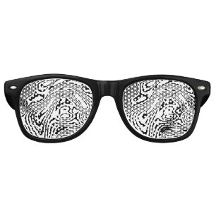 Lunettes De Fête Retro Motif noir et Marbre blanc