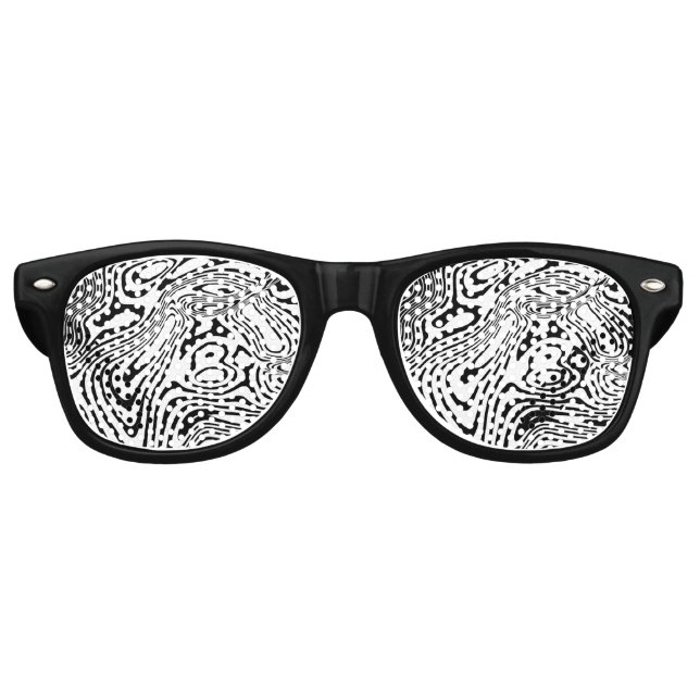 Lunettes De Fête Retro Motif noir et Marbre blanc (Devant)