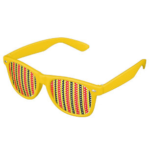 Lunettes De Fête Retro Motif - noir & rouge + votre arrière - plan