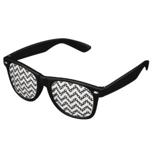 Lunettes De Fête Retro Motif ZIGZAG - noir + votre arrière-plan et idées