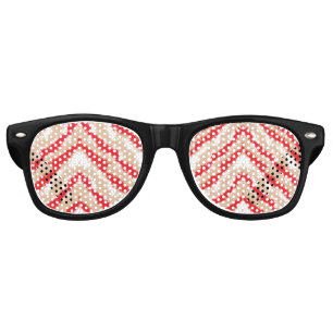 Lunettes De Fête Retro Motifs et motifs de texture rouge, orange et rose