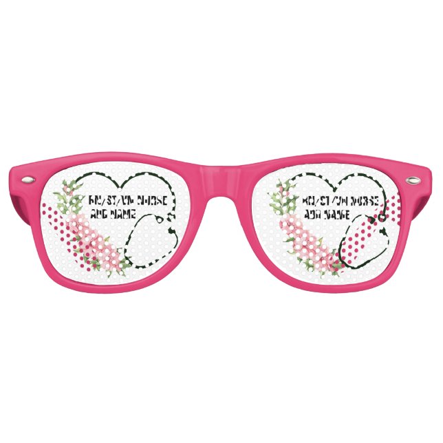 Lunettes De Fête Retro Nom de l'infirmière étudiante-inscrite-ancienne (Devant)