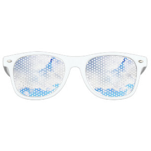 Lunettes De Fête Retro Nuages blancs et ciel bleu
