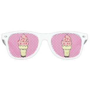 Lunettes De Fête Retro Nuances adultes de partie de cône de glace, roses