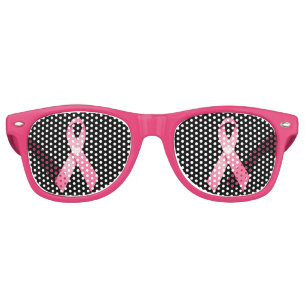Lunettes De Fête Retro Nuances de partie de rose de conscience de cancer