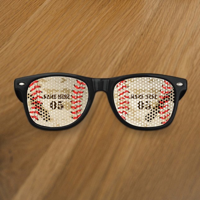 Lunettes De Fête Retro Numéro de base-ball Vintage personnalisé Rétro (Créateur téléchargé)