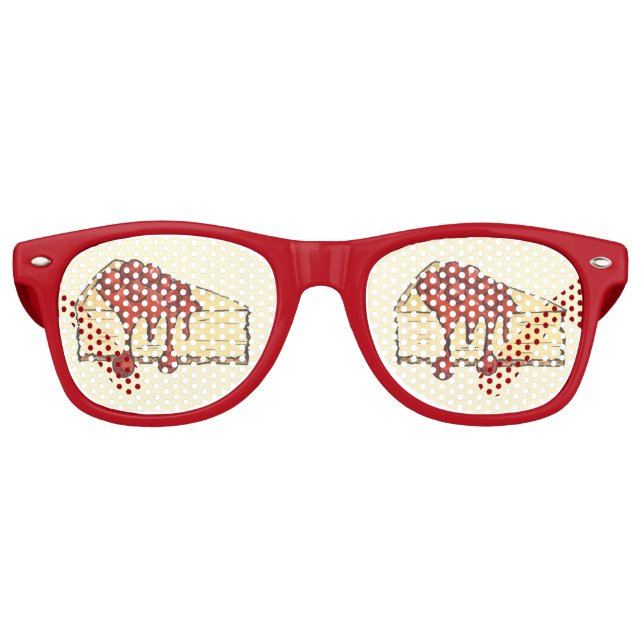 Lunettes De Fête Retro NYC Cerise Cheesecake Slice Dessert Cuisine de cui (Devant)