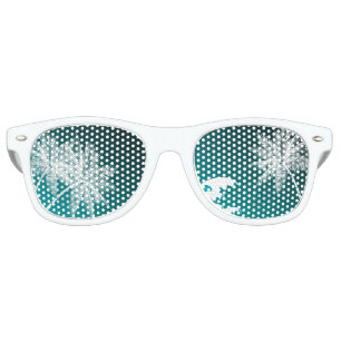 LUNETTES DE FÊTE RETRO OMBRÉ PALMES TROPICALES TURQUOISES
