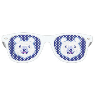 Lunettes De Fête Retro Ours blanc de bande dessinée d'amoureux des