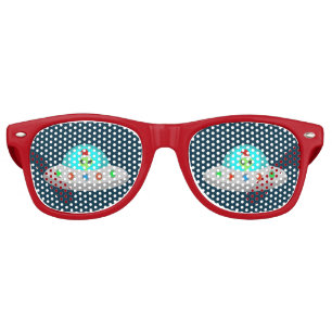 Lunettes De Fête Retro OVNI de Noël Ho Ho Alien soucoupe volante