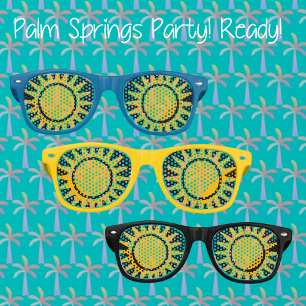 Lunettes De Fête Retro Palm Springs Party Jaune soleil