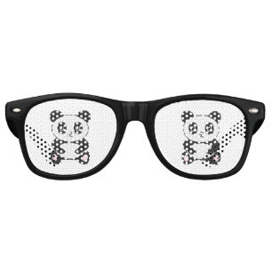 Lunettes De Fête Retro Panda de caricature en croix broderie