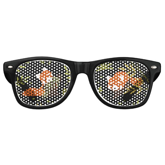 Lunettes De Fête Retro Pandas rouges dans la Forêt Noire (Devant)