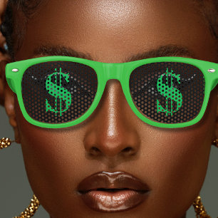 Lunettes De Fête Retro Panneau Dollar argent vert