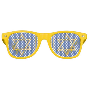 Lunettes De Fête Retro Panneaux d'art étoile de David bleu or